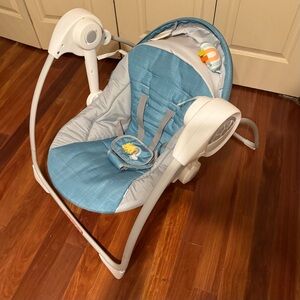 Baby Swing with Blue and Gray Seat